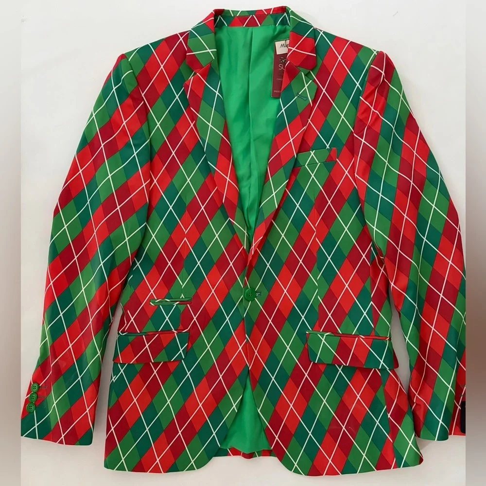 Suslo Couture Blazer Jacket Green Red NWT size Small size 38 - Picture 6 of 14